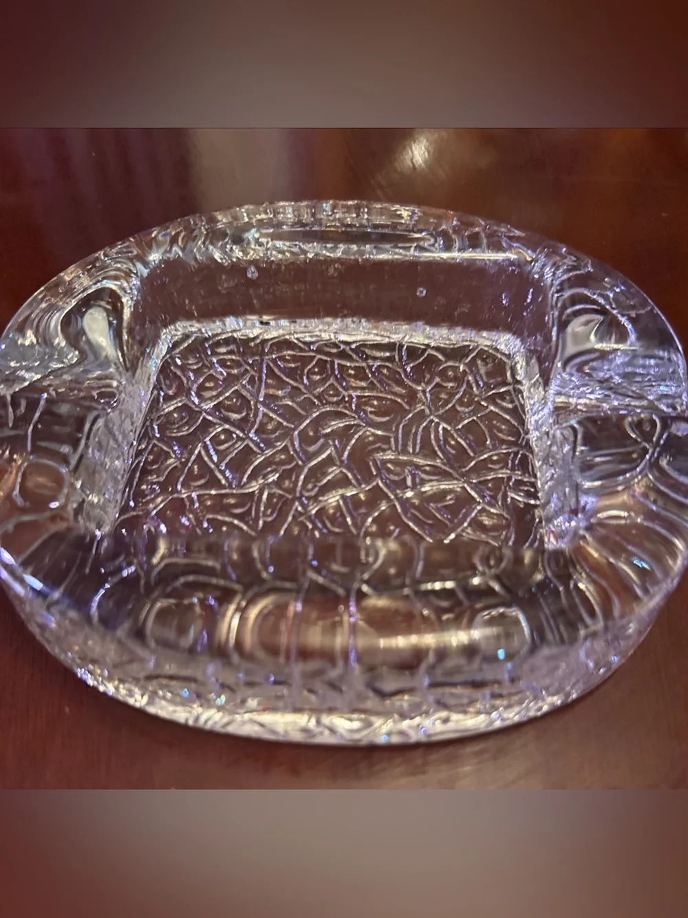 Vintage Mid Century Modern Sweden Scandinavian Art Glass Ice Block Ashtray